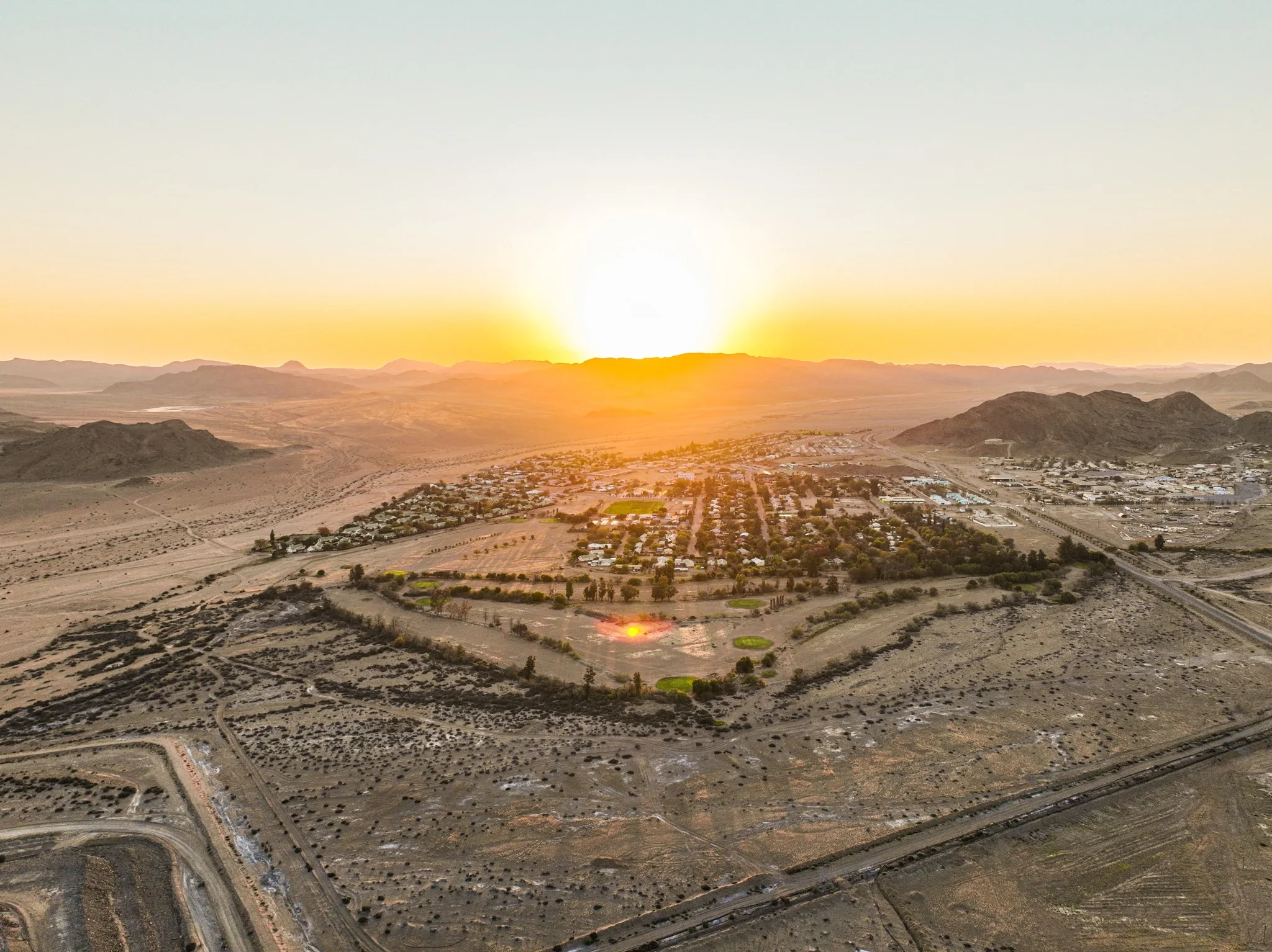 Aerial view of a Namibian landscape captured by drone